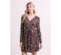 DOROTHY PERKINS Animal Shirred Shoulder Empire Long Sleeve Mini Dress 16