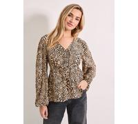 DOROTHY PERKINS Animal Tie Front Long Sleeve Printed Blouse 14