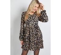 DOROTHY PERKINS Animal Tiered Scoop Neck Jersey Smock Mini Dress 10