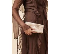 Womens Beauty Twist Front Satin Clutch Bag Champagne One Size