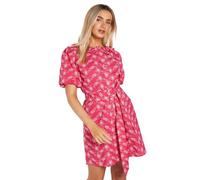 Dorothy Perkins Women's Belted Puff Sleeve Embroidered Shirt Dress in Bright Pink | Size: 12 Dorothy Perkins Bright Pink 12