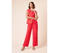 Womens Belted Wide Leg Trouser Red 12