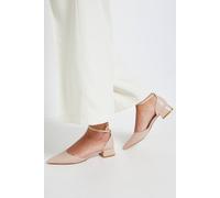 Dorothy Perkins Bennie Faux Leather Pointed Low Block Heel Court Shoes In Beige beige 8