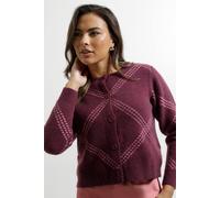 Dorothy Perkins Berry Argyle Cardigan In Cranberry cranberry XL