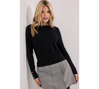 Dorothy Perkins Black Crew Neck Button Cuff Jumper black M