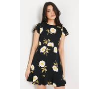 Dorothy Perkins Black Daisy Flutter Sleeve Tiered Hem Mini Dress black 12