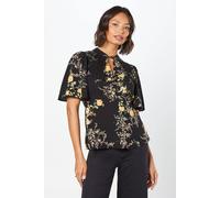 Dorothy Perkins Black Floral Twist Neck Keyhole Blouse black 16