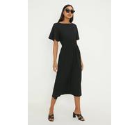Dorothy Perkins Black Shirred Waist Short Sleeve Midi Dress black 10