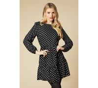 Dorothy Perkins Black Spot Tiered Hem Mini Dress black 8