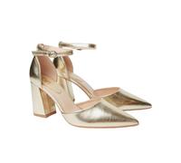Blanche Ankle Strap Pointed High Block Heel Court Shoes Dorothy Perkins Gold 7