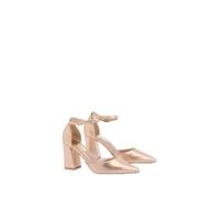 Dorothy Perkins Blanche Ankle Strap Pointed High Block Heel Court Shoes, 8, Champagne