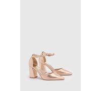 Dorothy Perkins Blanche Ankle Strap Pointed High Block Heel Court Shoes In Champagne champagne