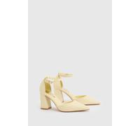 Dorothy Perkins Blanche Ankle Strap Pointed High Block Heel Court Shoes In Yellow yellow