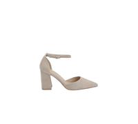 Dorothy Perkins Blanche Faux Suede Ankle Strap Pointed High Block Heel Court Shoes, 4, Beige