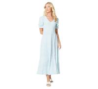 Dorothy Perkins Blue Abstract V Neck Short Sleeve Jersey Midi Dress, 14, Light Blue