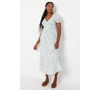 Dorothy Perkins Women's Blue Ditsy Shirred Waist Tiered Hem Midi Dress in Ivory | Size: 10