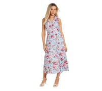 Dorothy Perkins Blue Floral Button Through Midi Dress, 12, Blue