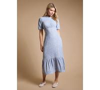 DOROTHY PERKINS Blue Leopard Tie Back Tiered Jersey Midi Dress 10