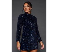 Dorothy Perkins Blue Sequin A Line Mini Dress blue