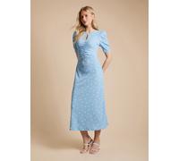 DOROTHY PERKINS Blue Spot Short Sleeve Keyhole Jersey Midi Dress 8