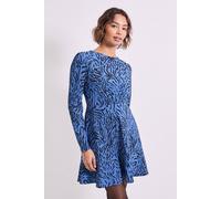 Dorothy Perkins Blue Zebra Wrap Skirt Detail Jersey Mini Dress blue 12