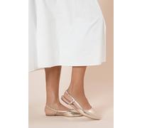 Womens Briony Faux Leather Comfort Sock Pointed Slingback Flat Shoes Gold 3