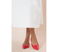 Womens Briony Faux Leather Comfort Sock Pointed Slingback Flat Shoes Red 4