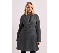 Dorothy Perkins Button Detail Faux Wool Midi Coat In Grey grey 10