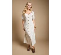 Dorothy Perkins Women's Button Through Stripe Midi Dress in Cream | Size: 16 Dorothy Perkins Cream 16