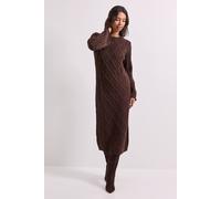 Dorothy Perkins Cable Detail Midi Dress In Chocolate chocolate S