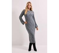 Dorothy Perkins Cable Detail Midi Dress In Grey Marl grey marl XL