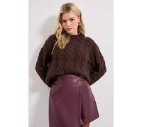 Dorothy Perkins Cable Knit Crew Neck Jumper In Chocolate chocolate XL