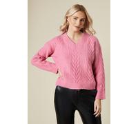 Dorothy Perkins Cable V Neck Jumper In Pink pink S