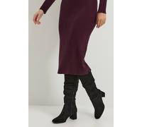 Dorothy Perkins Carla Faux Suede Ruche Medium Block Heel Knee Boots In Natural Black natural black
