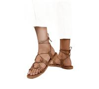 Dorothy Perkins Carla Studded Gillie Wrap Faux Leather Flat Sandals, 7, Tan