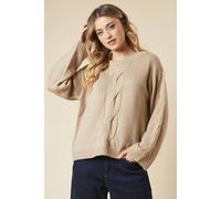 Dorothy Perkins Centre Front Cable Design Crew Neck Jumper In Oatmeal oatmeal M