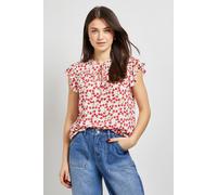Dorothy Perkins Cherry Lace Trim Tie Front Top cherry