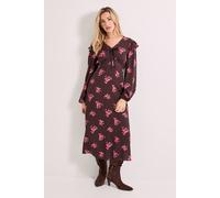 Dorothy Perkins Women's Chocolate Ditsy Contrast Bow Detail Frill Printed Midaxi Dress | Size: 14 Dorothy Perkins Chocolate 14