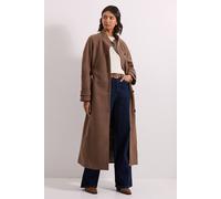 Dorothy Perkins Classic Midi Funnel Neck Coat In Oatmeal oatmeal 20