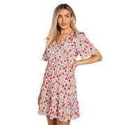 Dorothy Perkins Women's Collar Tie Detail Flutter Sleeve Mini Dress in Red | Size: 16 Dorothy Perkins Red 16