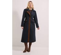Dorothy Perkins Contrast Detail Single Breasted Midi Coat In Navy navy 10