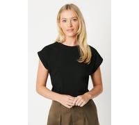 Dorothy Perkins Cotton Roll Sleeve T-Shirt In Black black 12