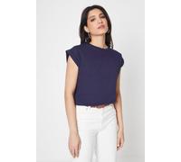 Dorothy Perkins Cotton Roll Sleeve T-Shirt In Navy navy 16