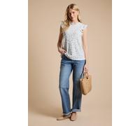 Dorothy Perkins Cream Ditsy Frill Yoke Printed Jersey Shell Top cream