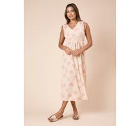 DOROTHY PERKINS Cream Palm Tie Shoulder Shirred Waist Jersey Midi Dress 18