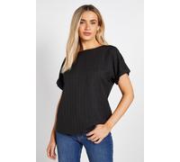 Dorothy Perkins Women's Crinkle Textured Roll Sleeve Blouse in Black | Size: 16 Dorothy Perkins Black 16