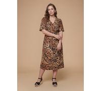 DOROTHY PERKINS Curve Animal Button Front Angel Sleeve Tie Back Midi Dress 20