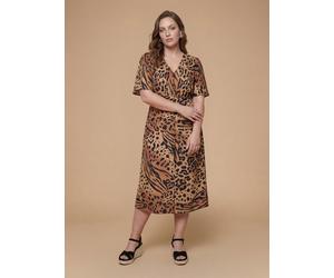 DOROTHY PERKINS Curve Animal Button Front Angel Sleeve Tie Back Midi Dress 26