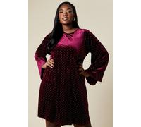 Dorothy Perkins Curve Bow Back Swing Mini Dress Velvet Diamante In Berry berry 18