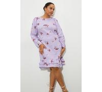 Dorothy Perkins Curve Floral Ruffle Mini Dress In Purple purple 18